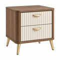 Mesita de noche 45 x 40 x 55 cm de madera marrón y crema con 2 cajones estilo retro