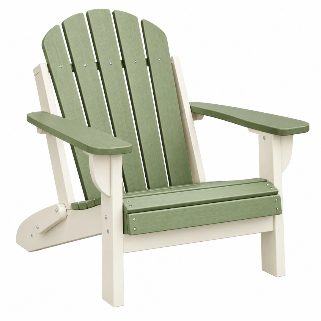 Silla Adirondack de jardín 86 x 79 x 97 cm de madera verde y crema con reposabrazos
