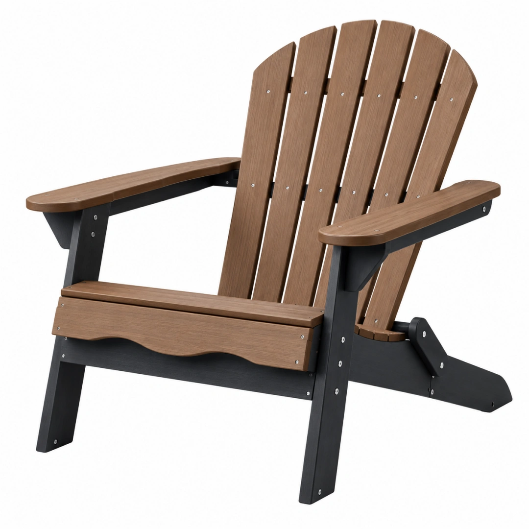 Silla Adirondack 83 x 78 x 95 cm en material sintético marrón y negro para exterior