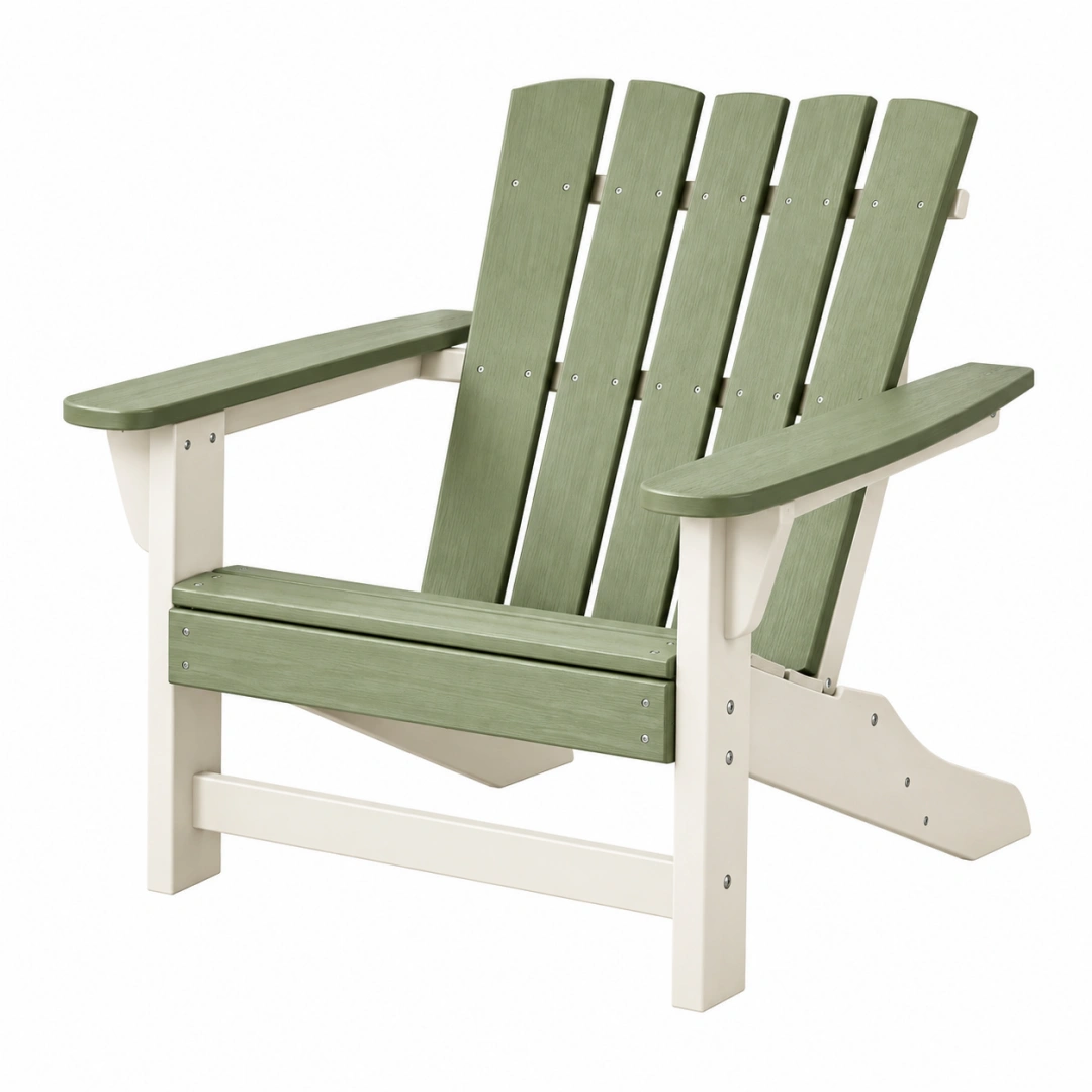Silla Adirondack 83 x 76 x 98 cm de madera verde y blanco para exterior