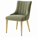 Silla de comedor 58 x 62 x 90 cm tapizada verde oliva con patas metálicas doradas estilo moderno