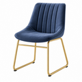 Silla de comedor 52 x 59 x 85 cm tapizada azul con estructura metálica dorada estilo moderno