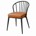Silla de comedor 53 x 58 x 86 cm de metal negro y tapizado sintético marrón - estilo moderno