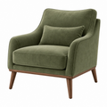 Sillón 85 x 90 x 100 cm tapizado textil verde con patas de madera para salón