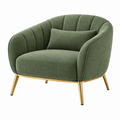 Sillón 90 x 85 x 78 cm de tela verde con patas metálicas doradas de estilo contemporáneo