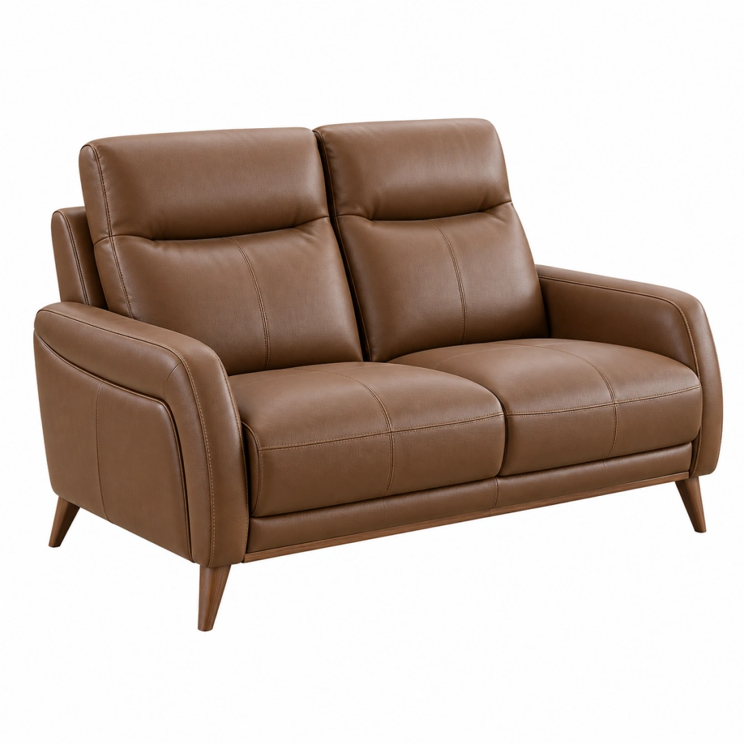 Sofá de 2 plazas 160 x 90 x 95 cm tapizado en cuero sintético marrón - estilo moderno
